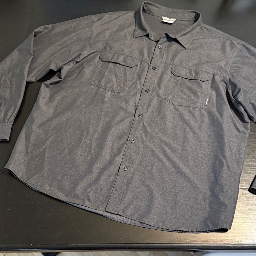 Columbia Mens XXL Charcoal Omni-Wick Long Sleeve Button Up Hiking Shirt Gray